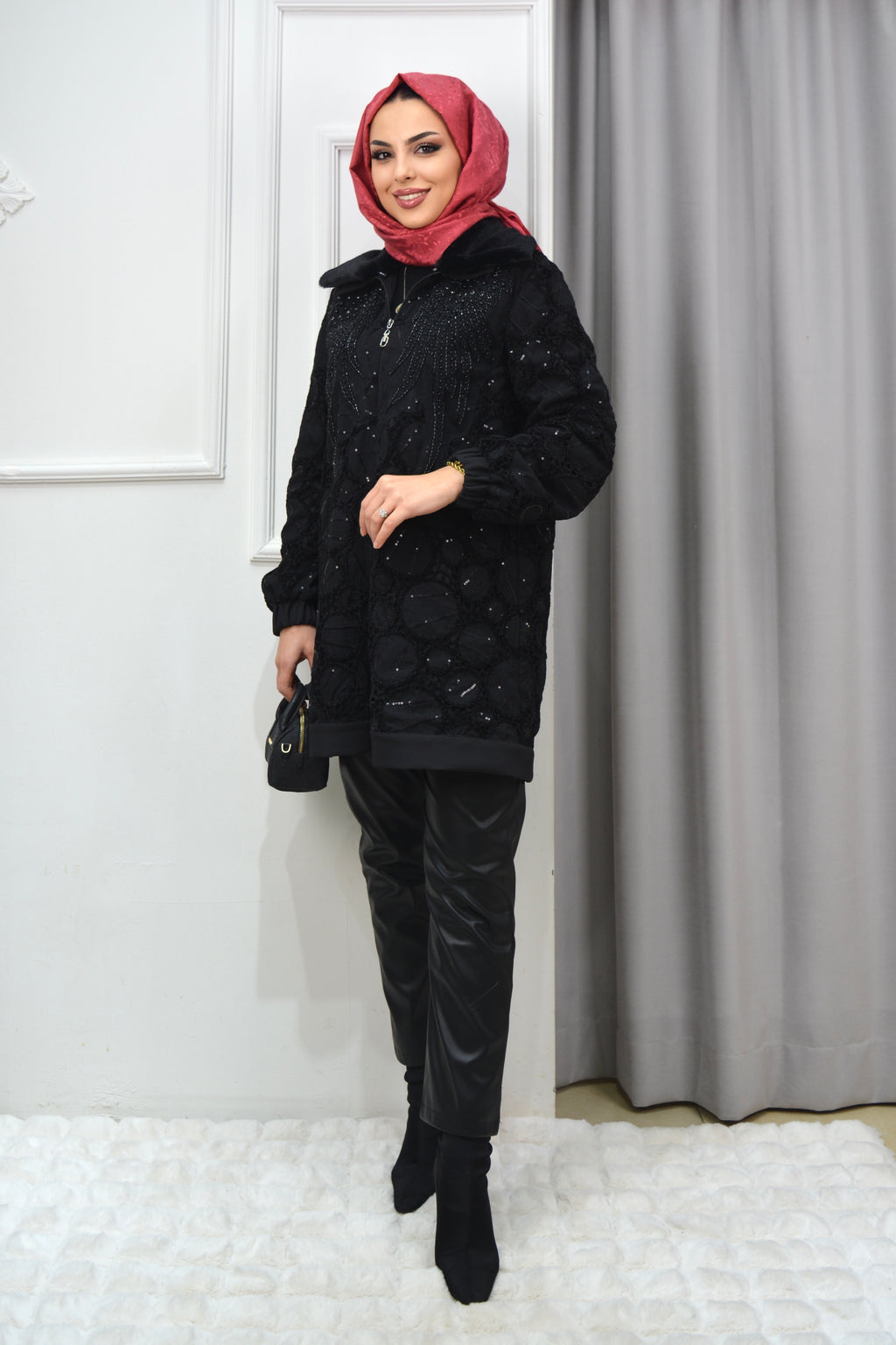 FERMUARLI  KÜRK YAKALI CEKET