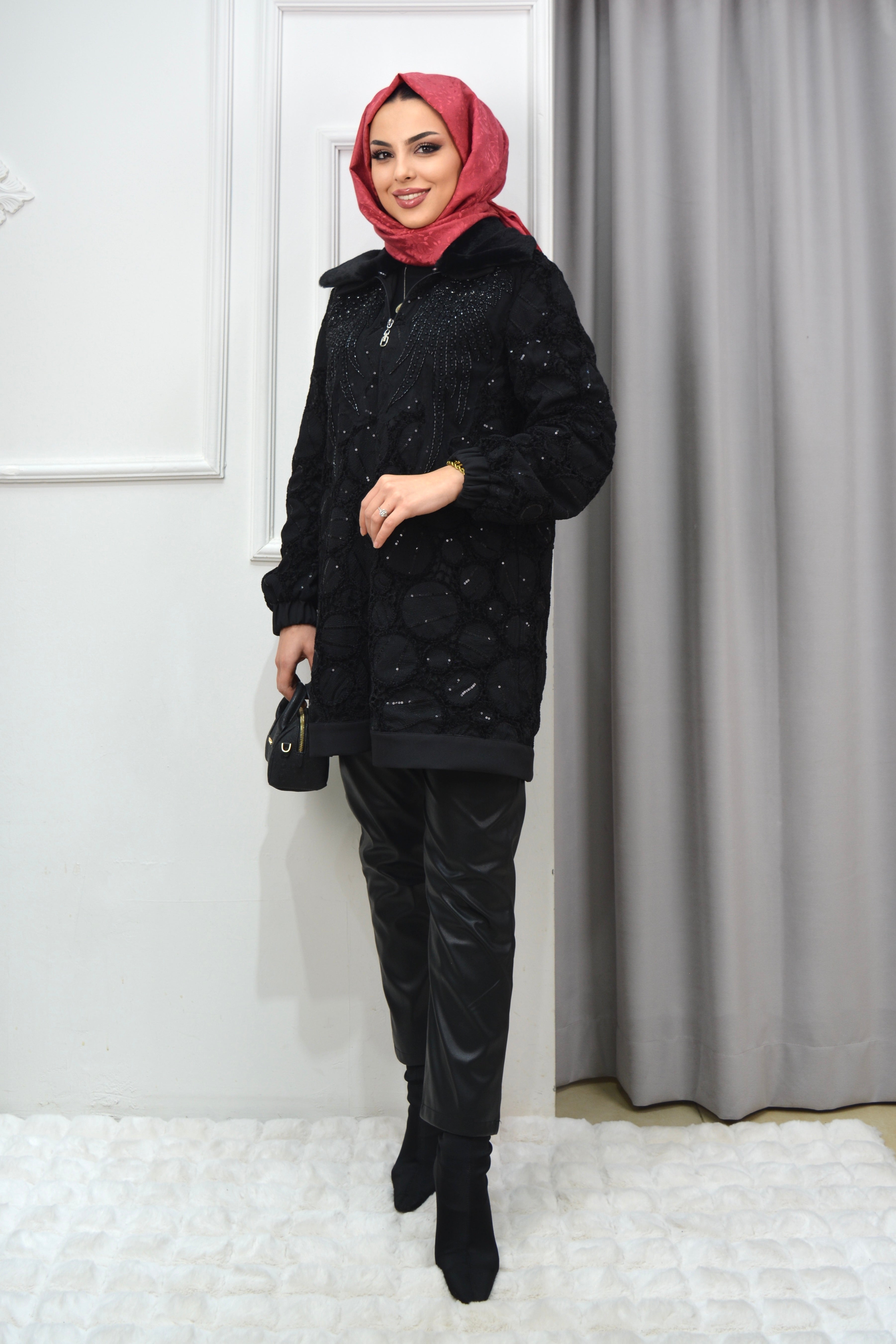 FERMUARLI  KÜRK YAKALI CEKET