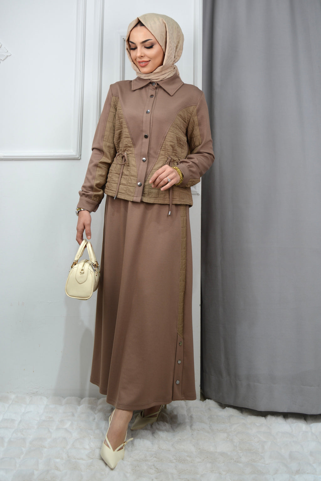 KAPİTONE ETEKLİ TAKIM - CAMEL