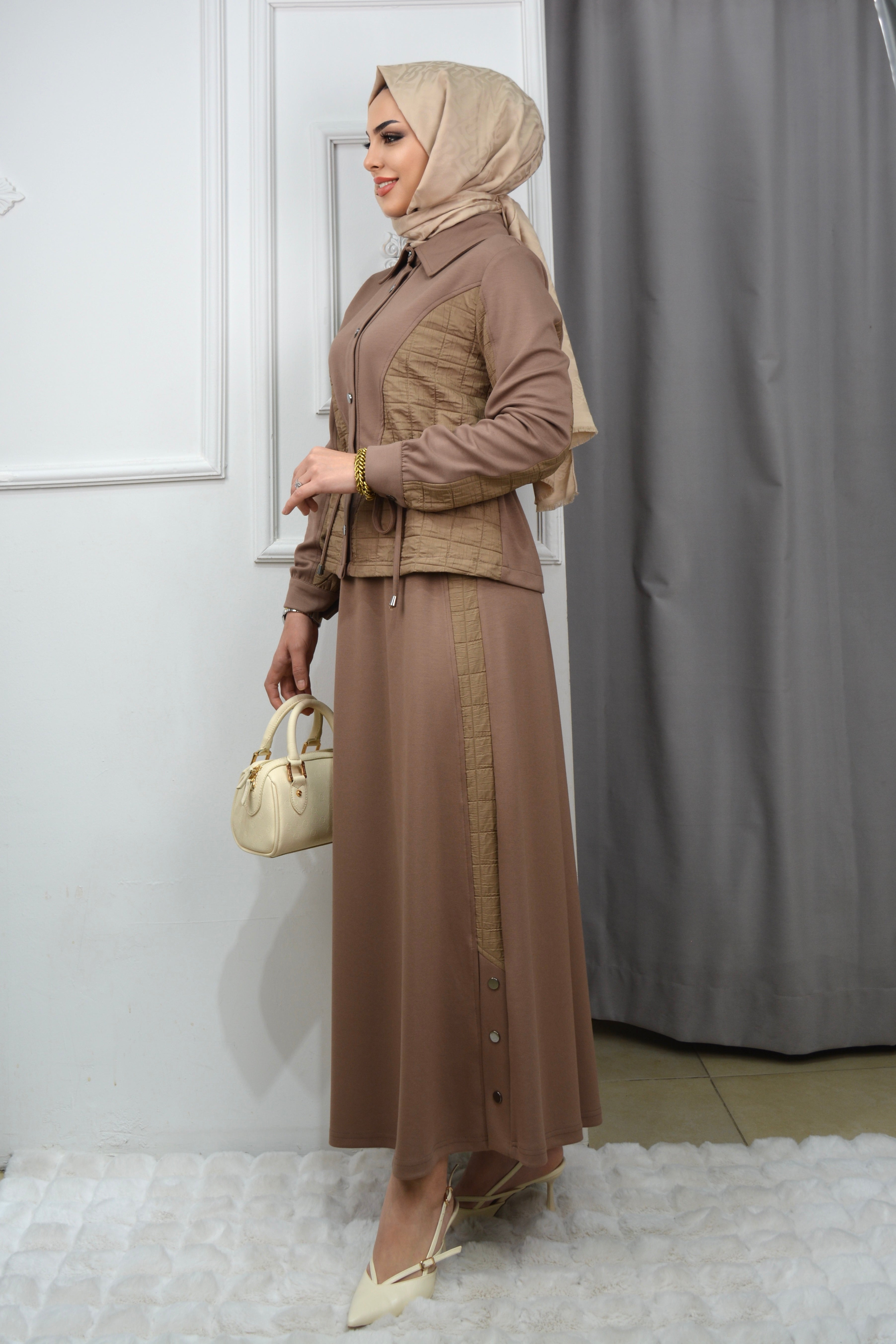 KAPİTONE ETEKLİ TAKIM - CAMEL