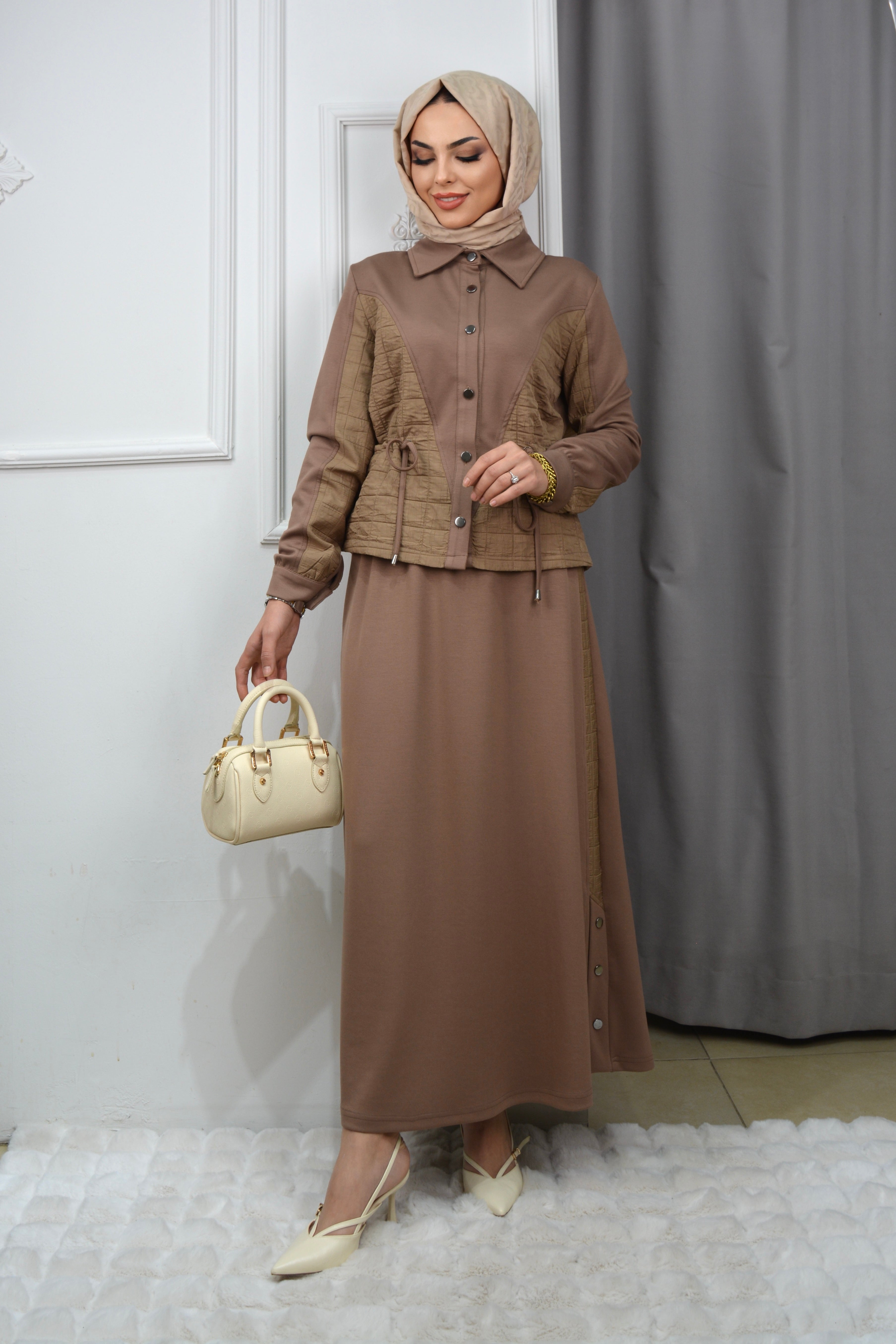 KAPİTONE ETEKLİ TAKIM - CAMEL