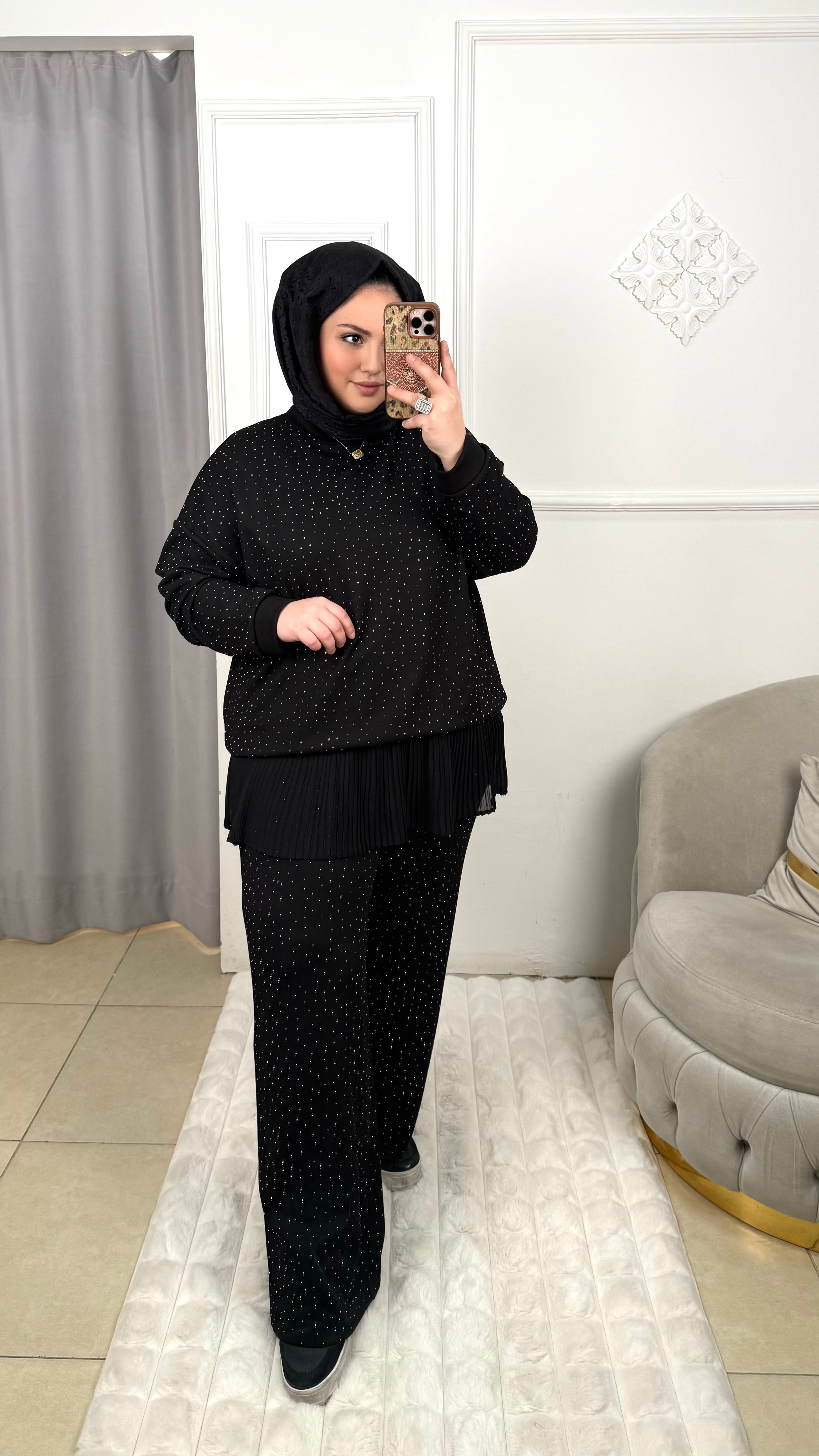 TAŞLI TAKIM - SİYAH