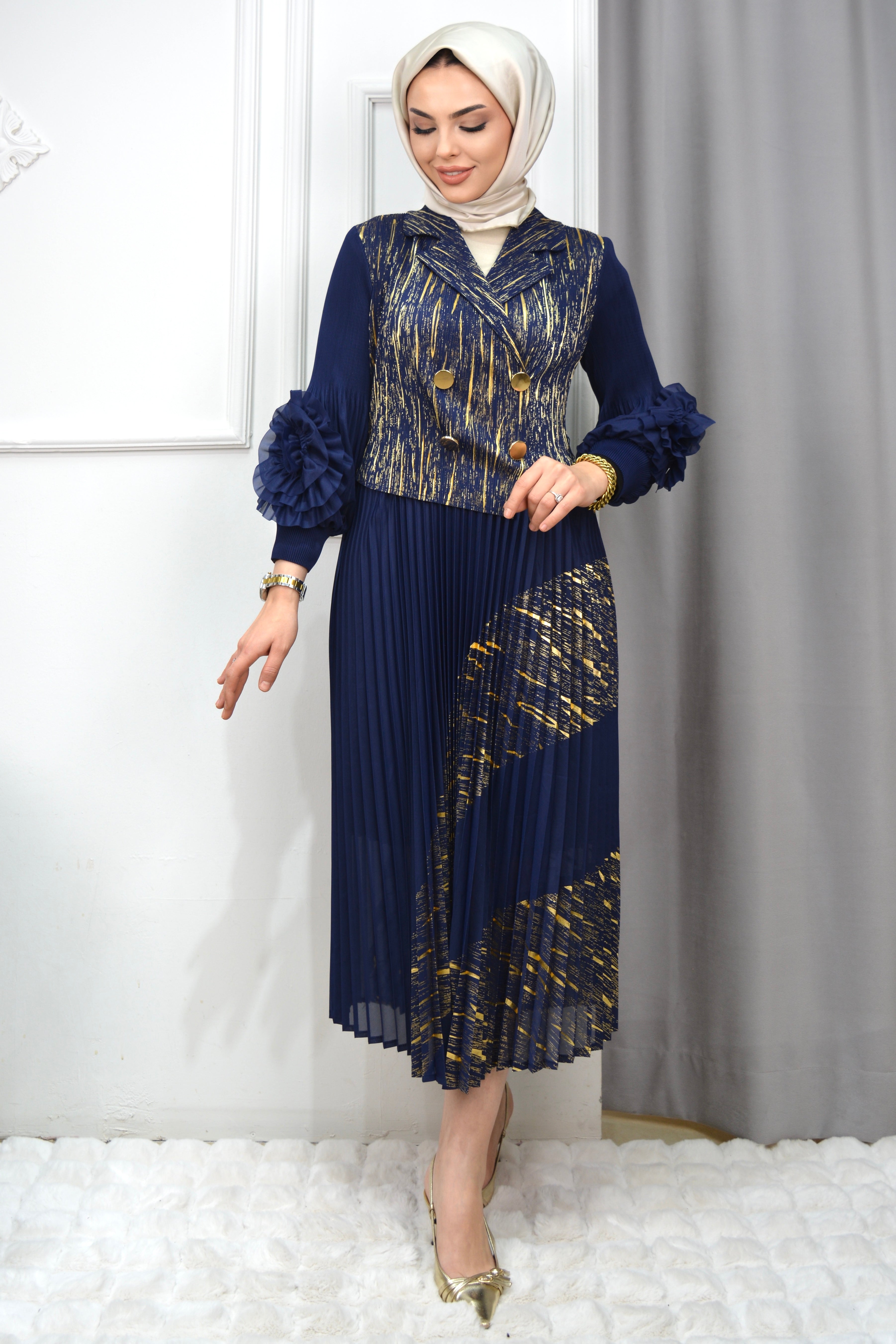 LUNİVA ELBİSE  -  LACİVERT