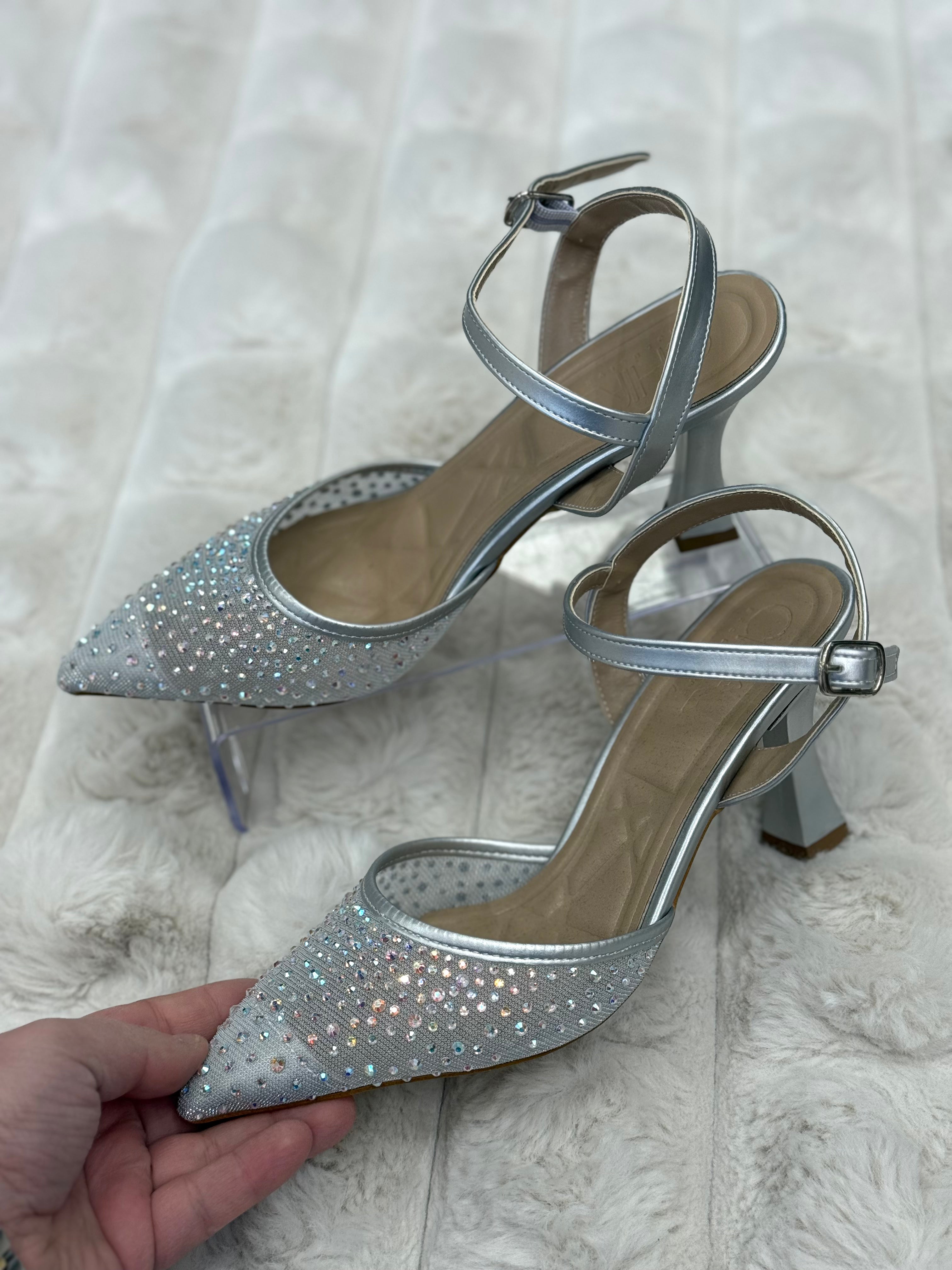 PRENSES TOPUKLU AYAKKABI - GÜMÜŞ