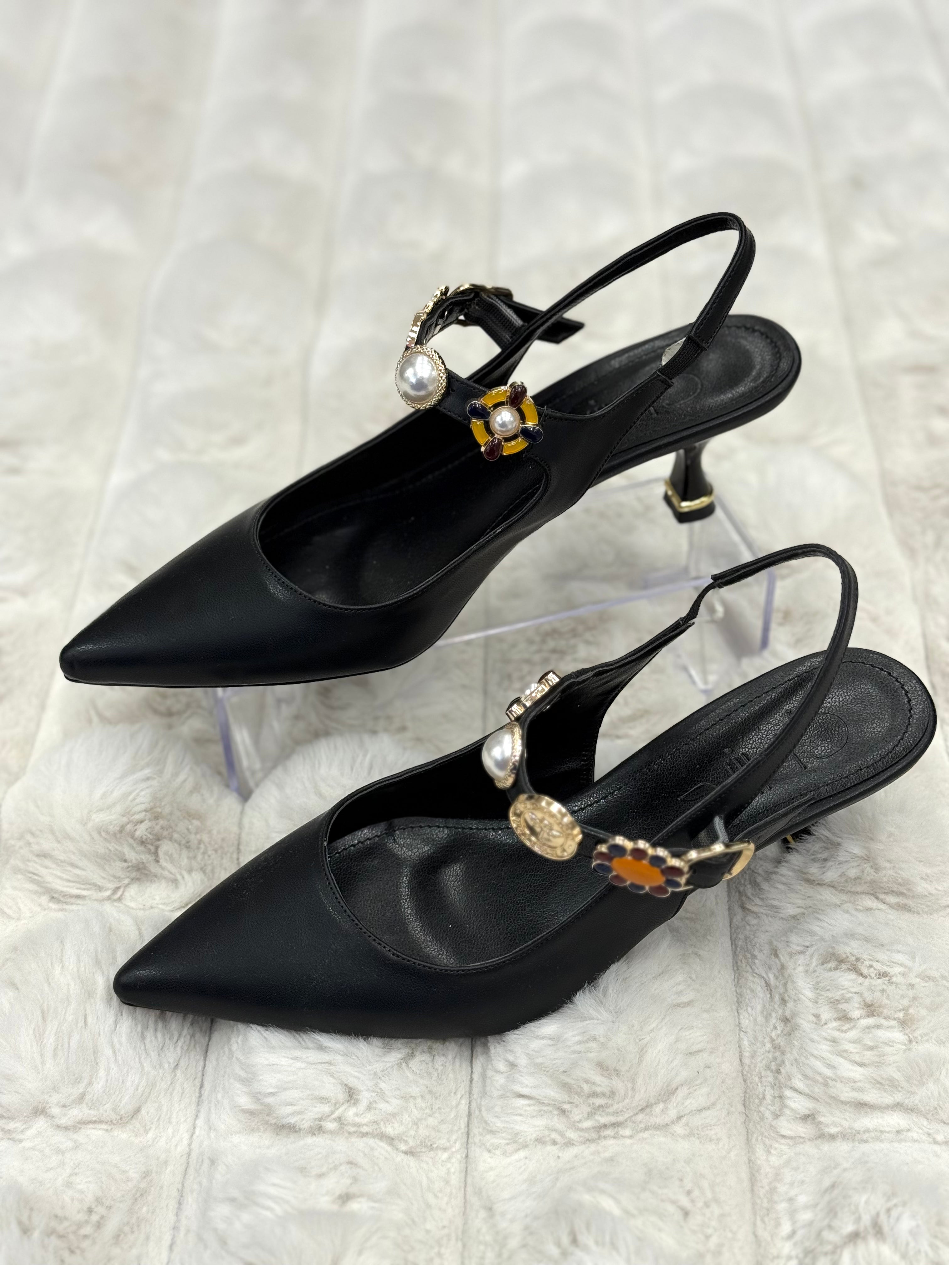 ROMA BANTLI TOPUKLU AYAKKABI- SİYAH