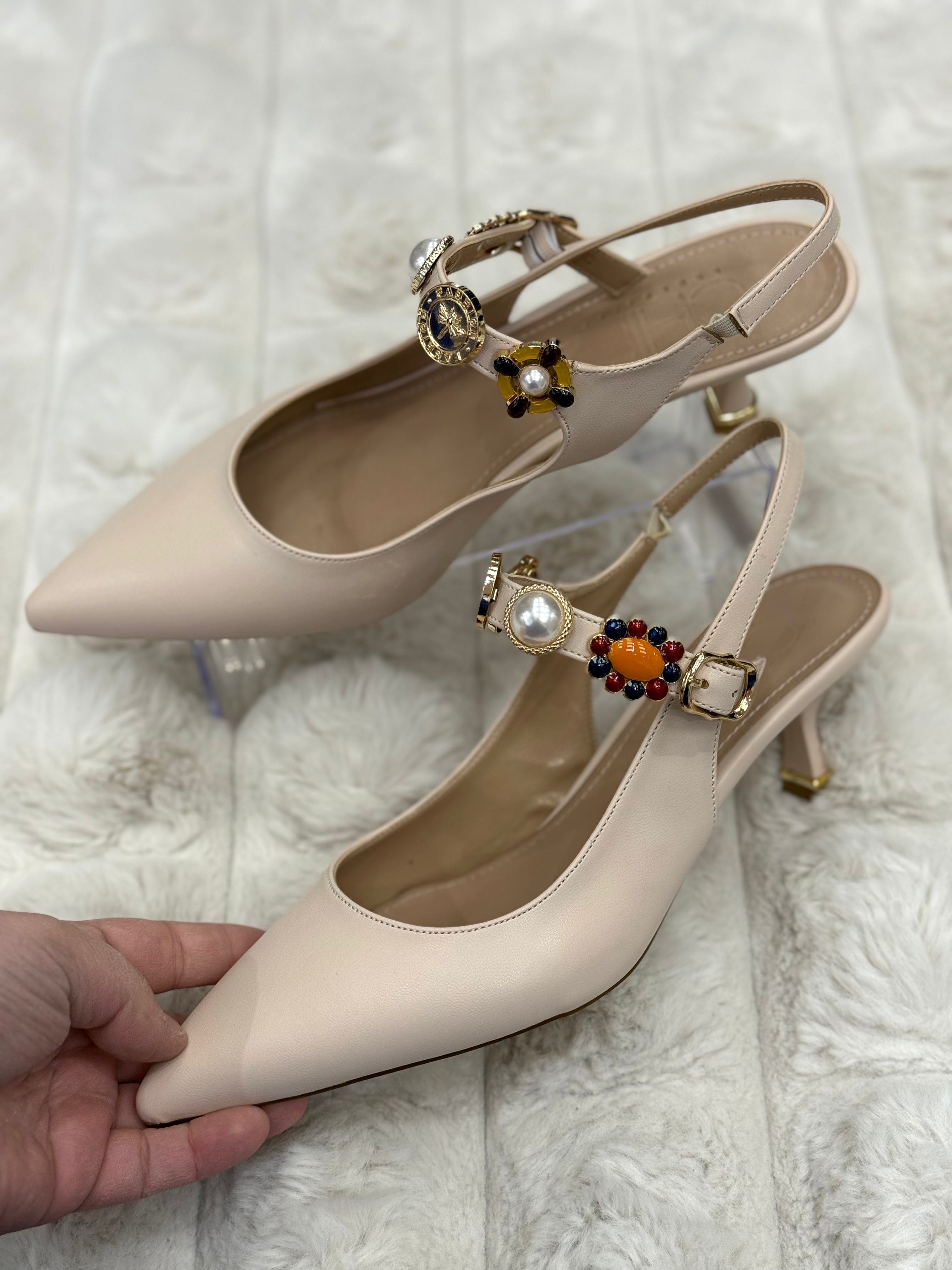 ROMA BANTLI TOPUKLU AYAKKABI- BEJ