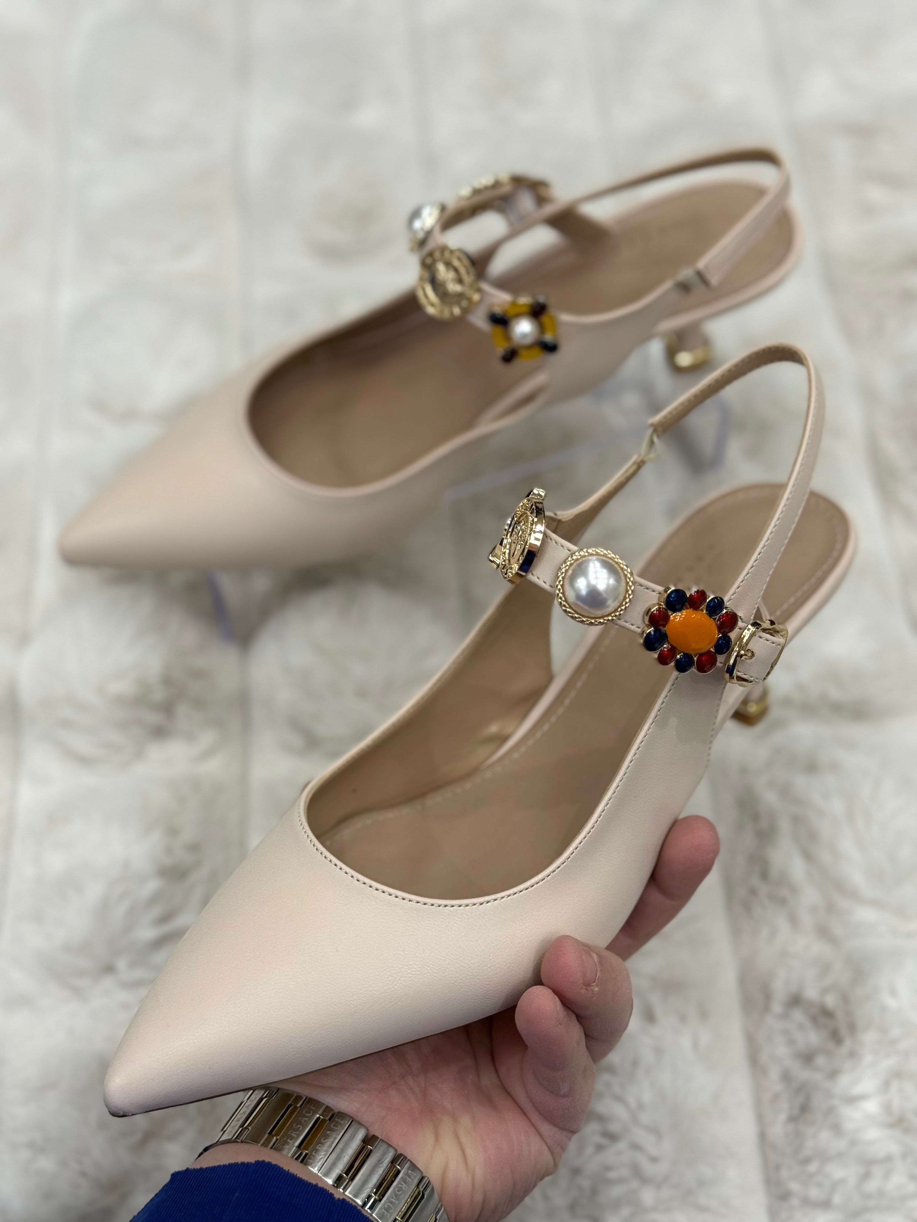 ROMA BANTLI TOPUKLU AYAKKABI- BEJ