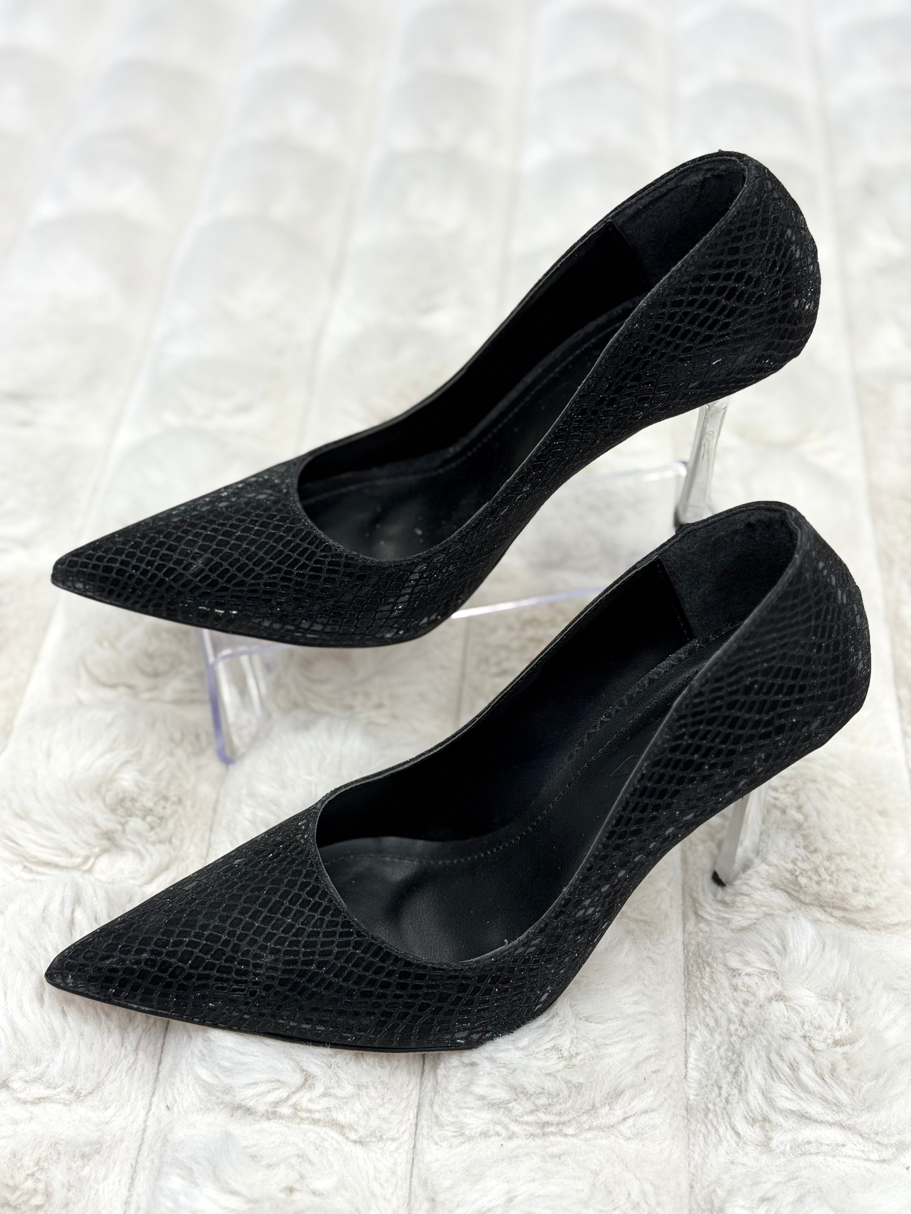 YILAN DERİSİ AYAKKABI-SİYAH