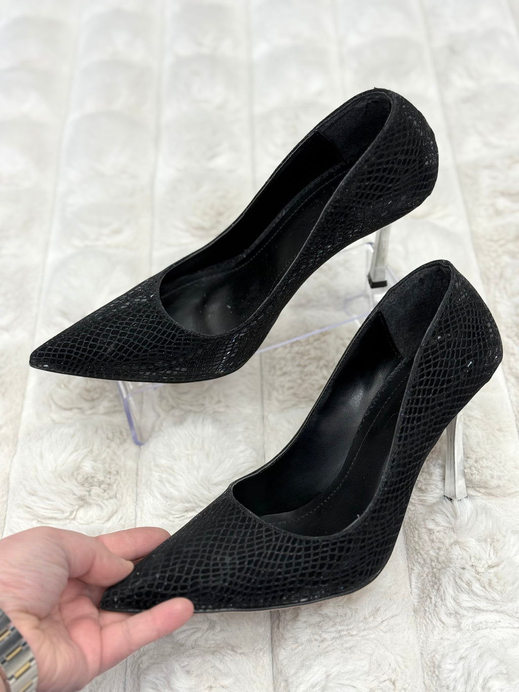 YILAN DERİSİ AYAKKABI-SİYAH